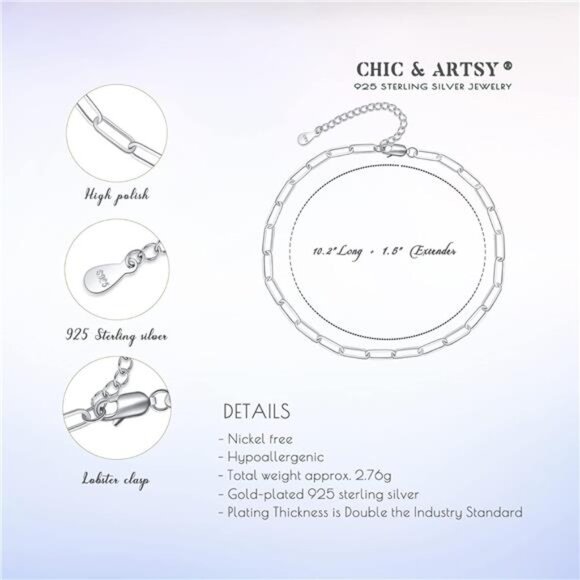 925 Sterling Silver Ankle Bracelet Multilayer Anklets for Women Satellite, Star - Picture 5 of 7